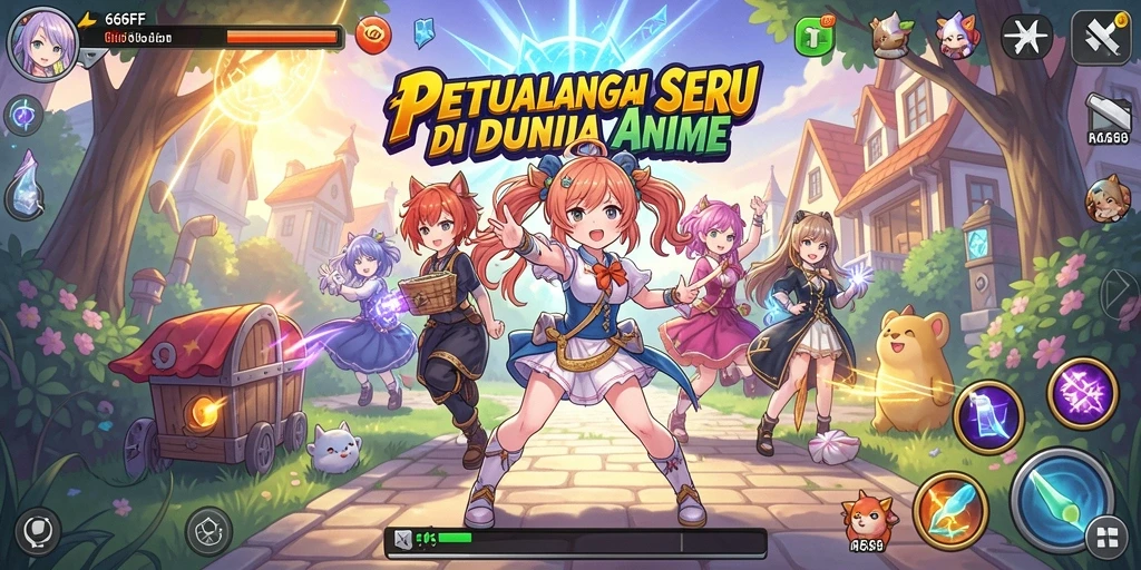 Tampilan gameplay seru dari 666FF yang penuh warna dan karakter ikonik.