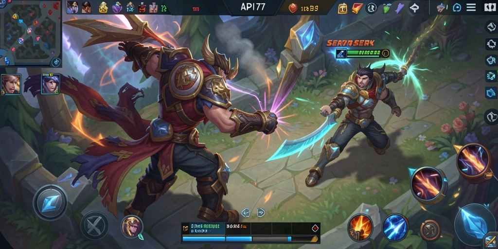 Gameplay mendebarkan di API77 dengan pertarungan MOBA yang seru.