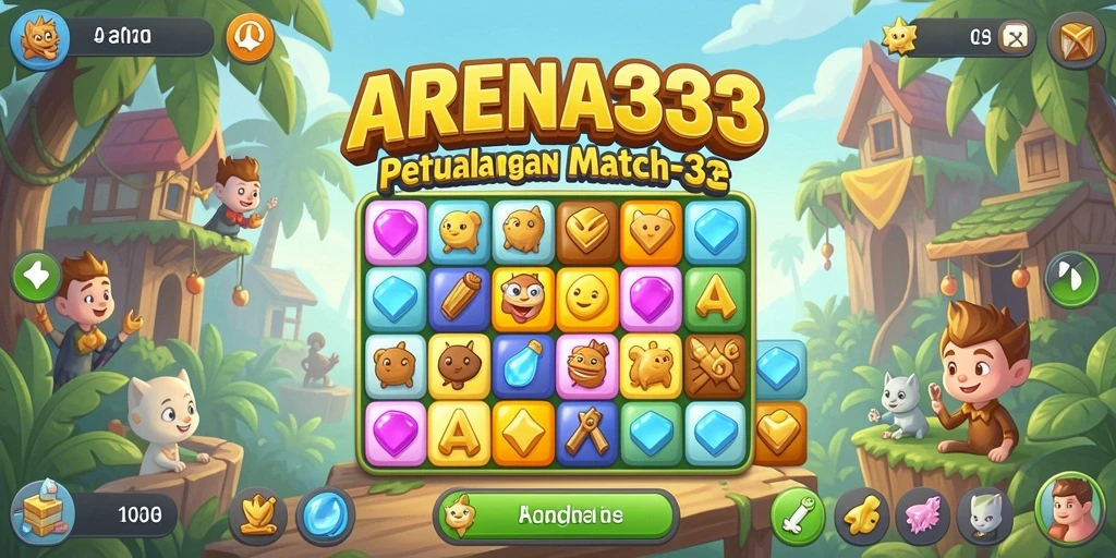 Tampilan gameplay seru dari ARENA333 dengan elemen Match-3.