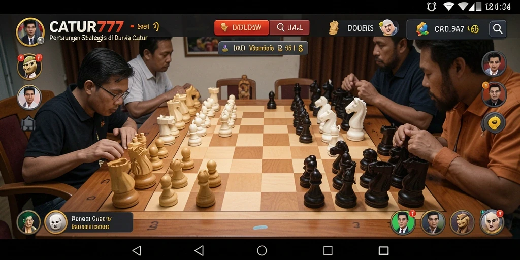 Gambaran gameplay pertarungan strategis di CATUR777.
