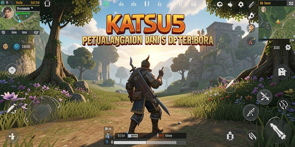 Tangkapan layar KATSU5 yang menunjukkan petualangan tanpa batas di dunia terbuka.