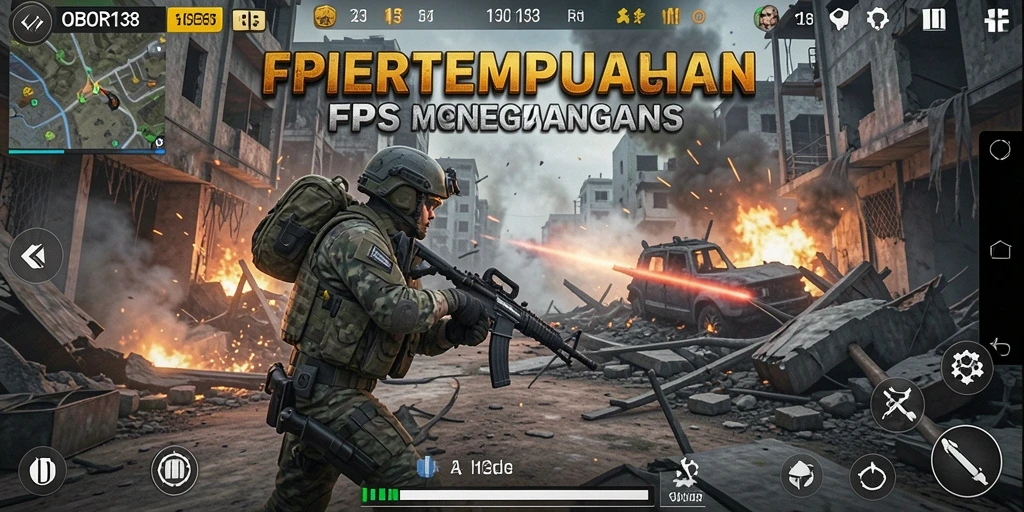 Tangkapan layar OBOR138 menampilkan aksi pertempuran FPS yang mendebarkan.