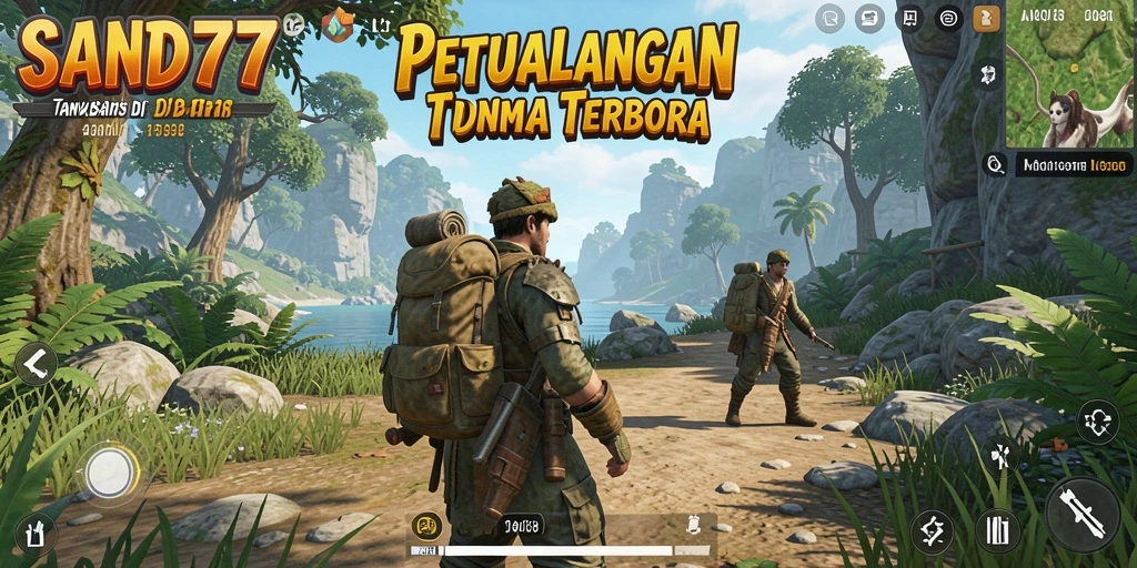 Screenshot gameplay SAND77 yang menampilkan petualangan di dunia terbuka.