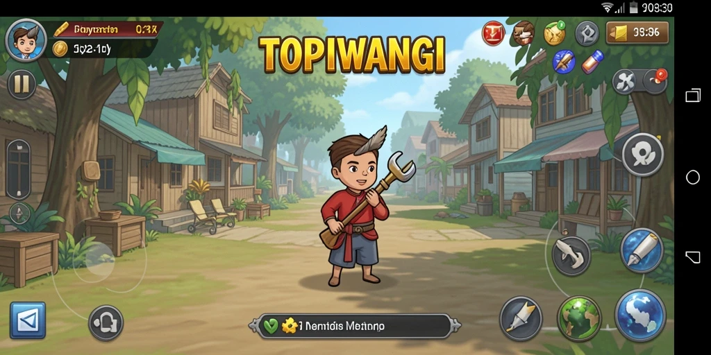 Tampilan gameplay TOPIWANGI yang menawan dan santai.