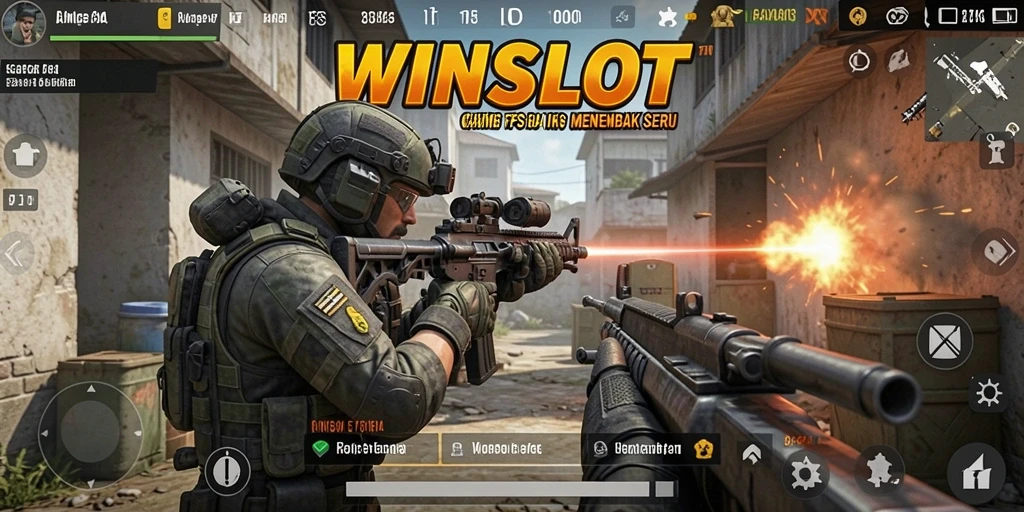 Tampilan gameplay <strong>WINSLOT</strong> yang menegangkan dalam pertempuran FPS.